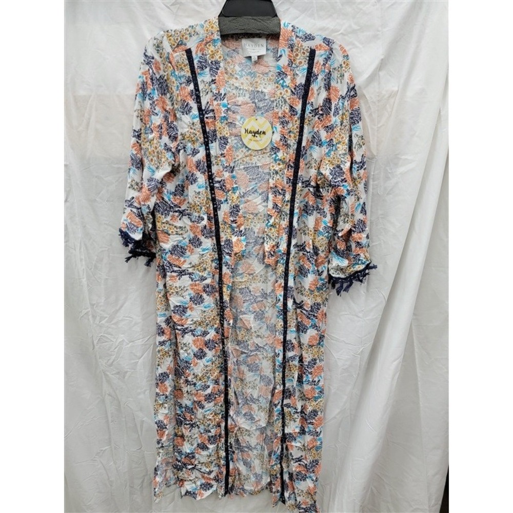 NWT Hayden M Floral Kimono Lace Fringe 122102